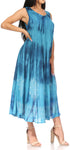 Vestido caftán maxi sin mangas Sakkas Liza para mujer, para uso informal de verano, con estilo bohemio y prácticos bolsillos.