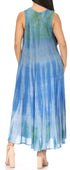 Vestido caftán maxi sin mangas Sakkas Liza para mujer, para uso informal de verano, con estilo bohemio y prácticos bolsillos.
