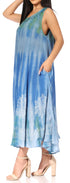 Vestido caftán maxi sin mangas Sakkas Liza para mujer, para uso informal de verano, con estilo bohemio y prácticos bolsillos.