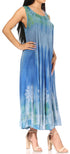 Vestido caftán maxi sin mangas Sakkas Liza para mujer, para uso informal de verano, con estilo bohemio y prácticos bolsillos.
