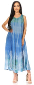 Vestido caftán maxi sin mangas Sakkas Liza para mujer, para uso informal de verano, con estilo bohemio y prácticos bolsillos.