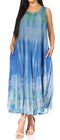 Vestido caftán maxi sin mangas Sakkas Liza para mujer, para uso informal de verano, con estilo bohemio y prácticos bolsillos.