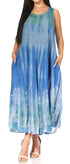Vestido caftán maxi sin mangas Sakkas Liza para mujer, para uso informal de verano, con estilo bohemio y prácticos bolsillos.