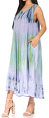 Vestido caftán maxi sin mangas Sakkas Liza para mujer, para uso informal de verano, con estilo bohemio y prácticos bolsillos.