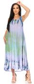 Vestido caftán maxi sin mangas Sakkas Liza para mujer, para uso informal de verano, con estilo bohemio y prácticos bolsillos.