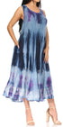 Vestido caftán maxi sin mangas Sakkas Liza para mujer, para uso informal de verano, con estilo bohemio y prácticos bolsillos.