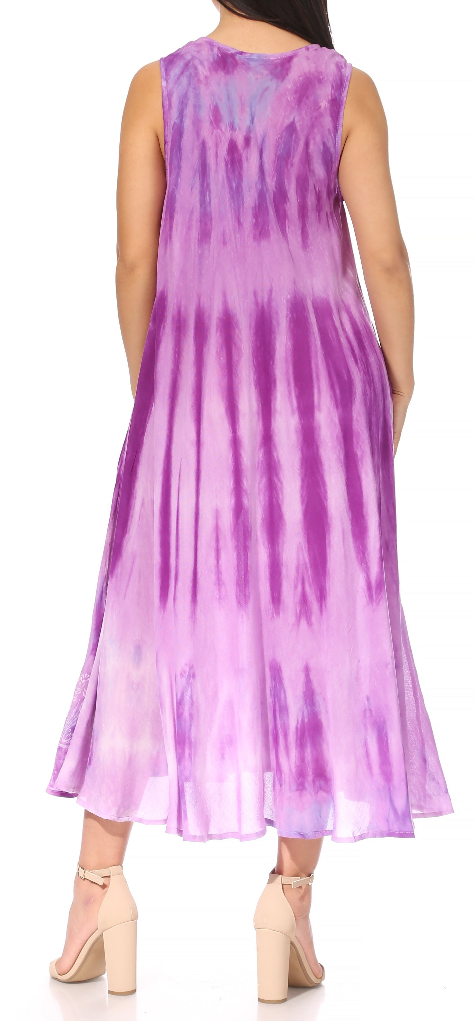 Vestido caftán maxi sin mangas Sakkas Liza para mujer, para uso informal de verano, con estilo bohemio y prácticos bolsillos.