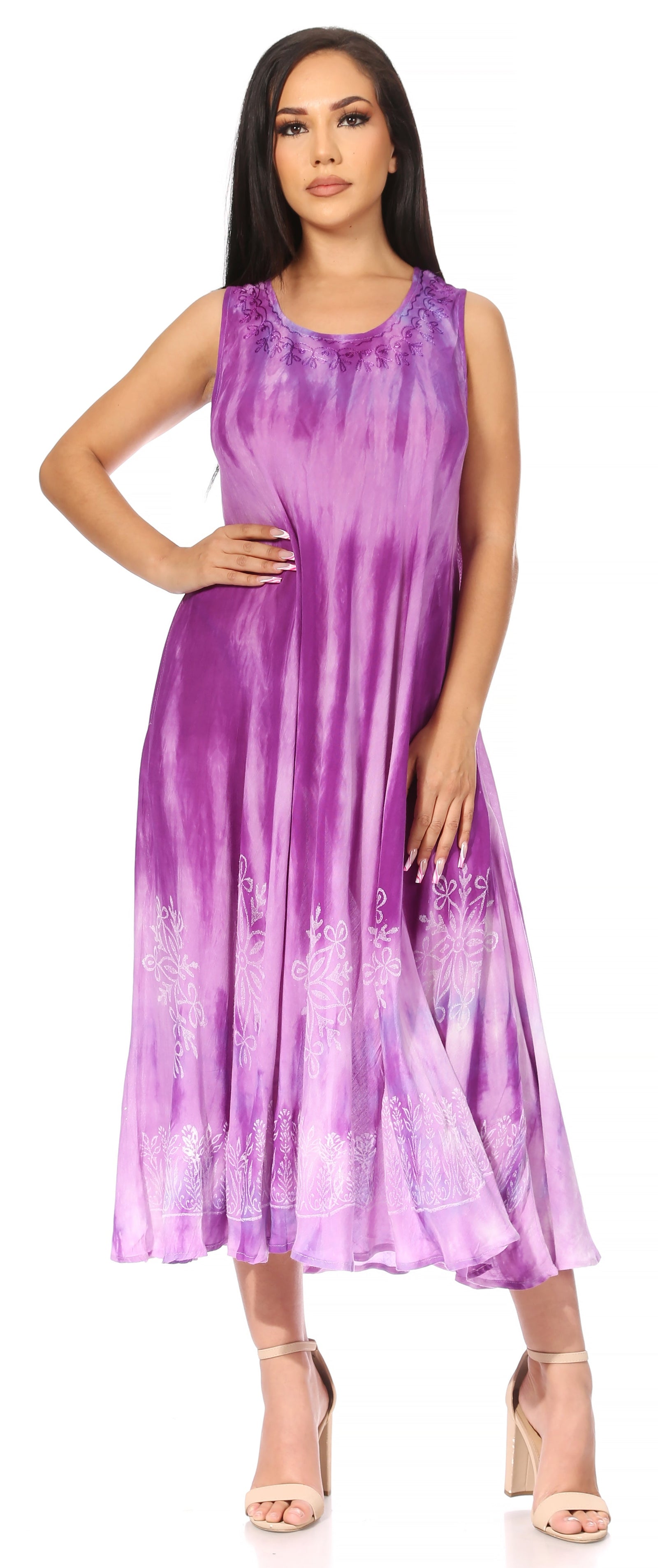 Vestido caftán maxi sin mangas Sakkas Liza para mujer, para uso informal de verano, con estilo bohemio y prácticos bolsillos.
