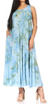 Vestido caftán maxi sin mangas Sakkas Liza para mujer, para uso informal de verano, con estilo bohemio y prácticos bolsillos.