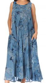 Vestido caftán maxi sin mangas Sakkas Liza para mujer, para uso informal de verano, con estilo bohemio y prácticos bolsillos.