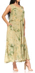 Vestido caftán maxi sin mangas Sakkas Liza para mujer, para uso informal de verano, con estilo bohemio y prácticos bolsillos.