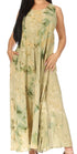 Vestido caftán maxi sin mangas Sakkas Liza para mujer, para uso informal de verano, con estilo bohemio y prácticos bolsillos.
