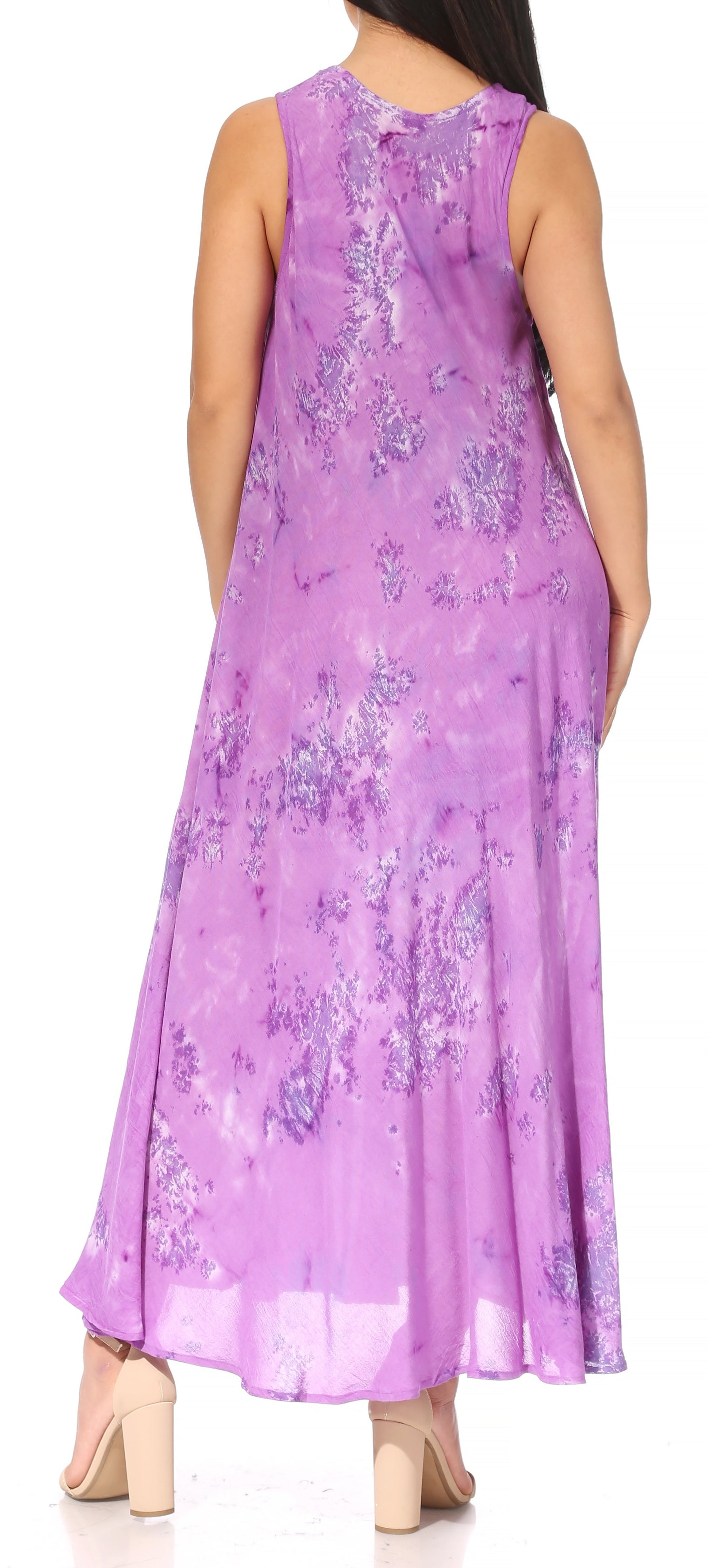 Vestido caftán maxi sin mangas Sakkas Liza para mujer, para uso informal de verano, con estilo bohemio y prácticos bolsillos.