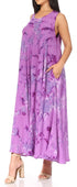 Vestido caftán maxi sin mangas Sakkas Liza para mujer, para uso informal de verano, con estilo bohemio y prácticos bolsillos.