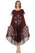 Sakkas Embroidered Painted Floral Cap Sleeve Rayon Dress