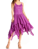 Sakkas Lady Mary Jacquard Corset Style Bodice Lightweight Handkerchief Hem Dress