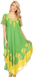 Sakkas Batik Palm Tree Cap Sleeve Caftan Vestido / Cubrir