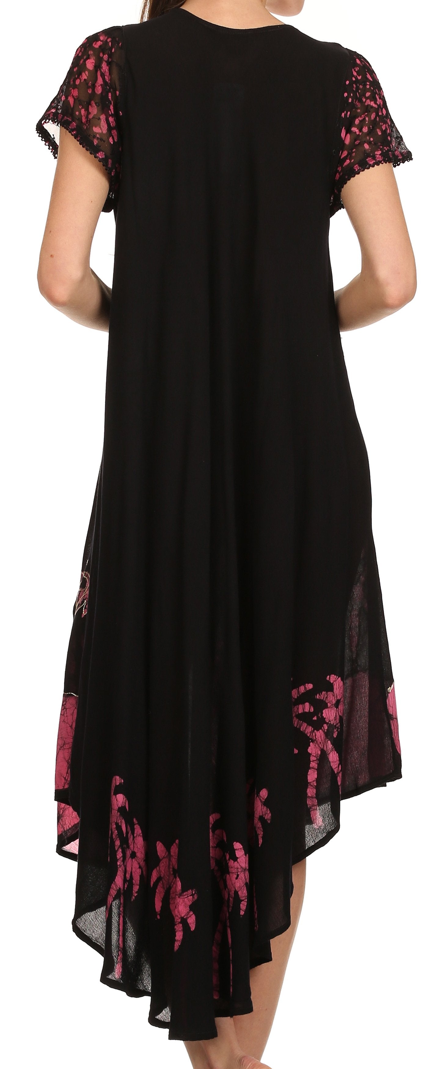Sakkas Batik Palm Tree Cap Sleeve Caftan Vestido / Cubrir