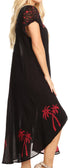 Sakkas Batik Palm Tree Cap Sleeve Caftan Vestido / Cubrir