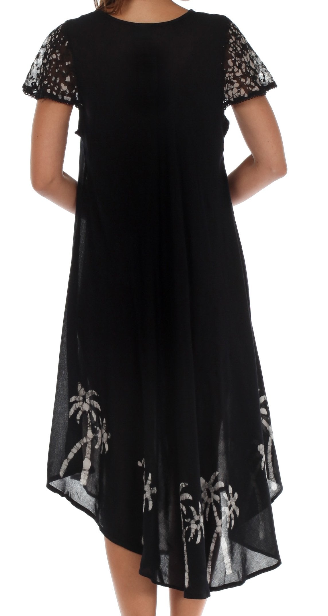 Sakkas Batik Palm Tree Cap Sleeve Caftan Vestido / Cubrir