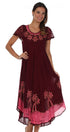 Sakkas Batik Palm Tree Cap Sleeve Caftan Vestido / Cubrir