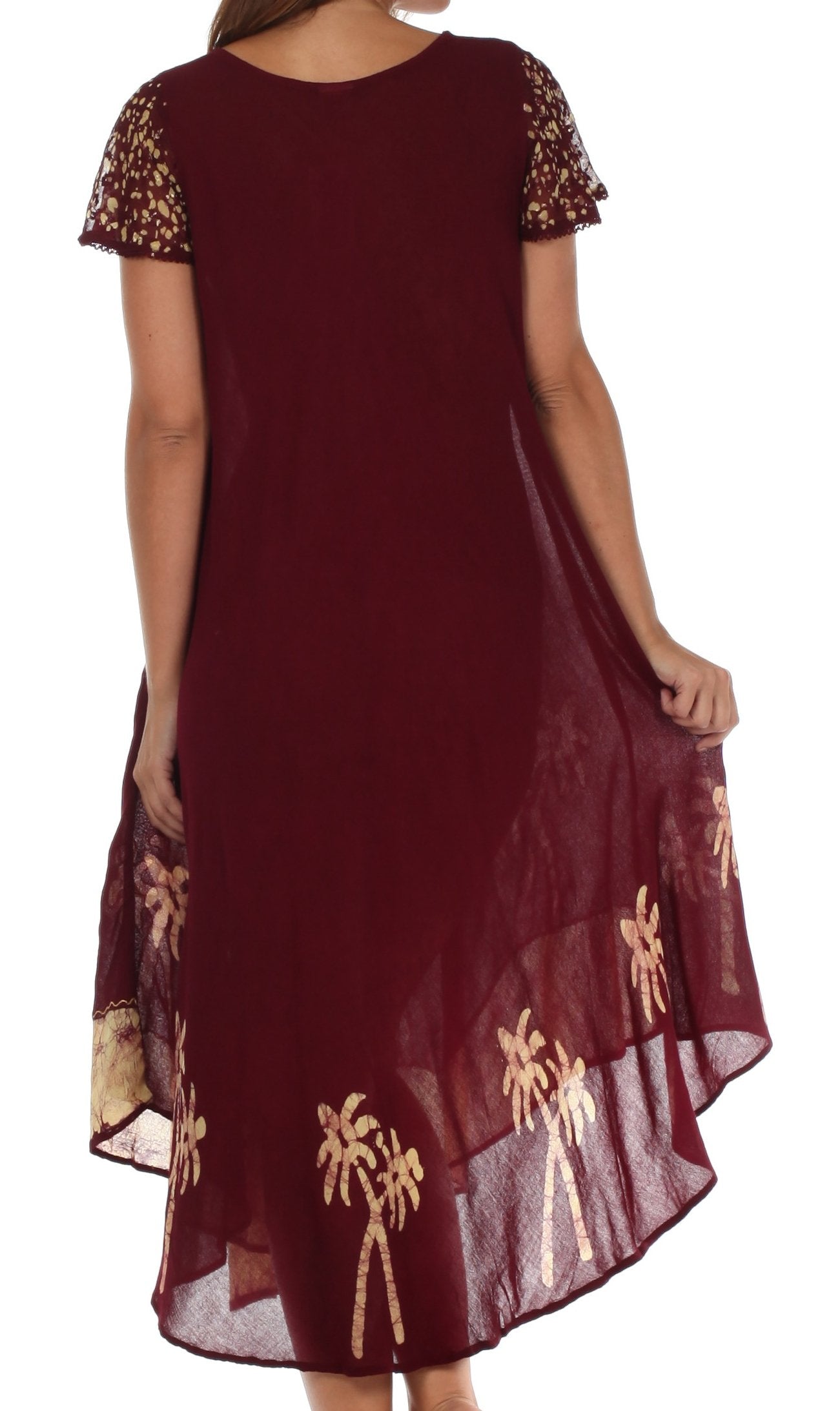 Sakkas Batik Palm Tree Cap Sleeve Caftan Vestido / Cubrir