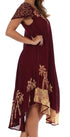 Sakkas Batik Palm Tree Cap Sleeve Caftan Vestido / Cubrir