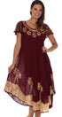 Sakkas Batik Palm Tree Cap Sleeve Caftan Vestido / Cubrir