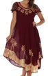 Sakkas Batik Palm Tree Cap Sleeve Caftan Vestido / Cubrir