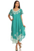 Sakkas Batik Palm Tree Cap Sleeve Caftan Vestido / Cubrir