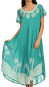 Sakkas Batik Palm Tree Cap Sleeve Caftan Vestido / Cubrir