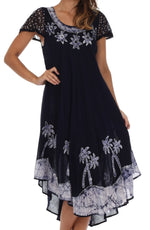 Sakkas Batik Palm Tree Cap Sleeve Caftan Vestido / Cubrir