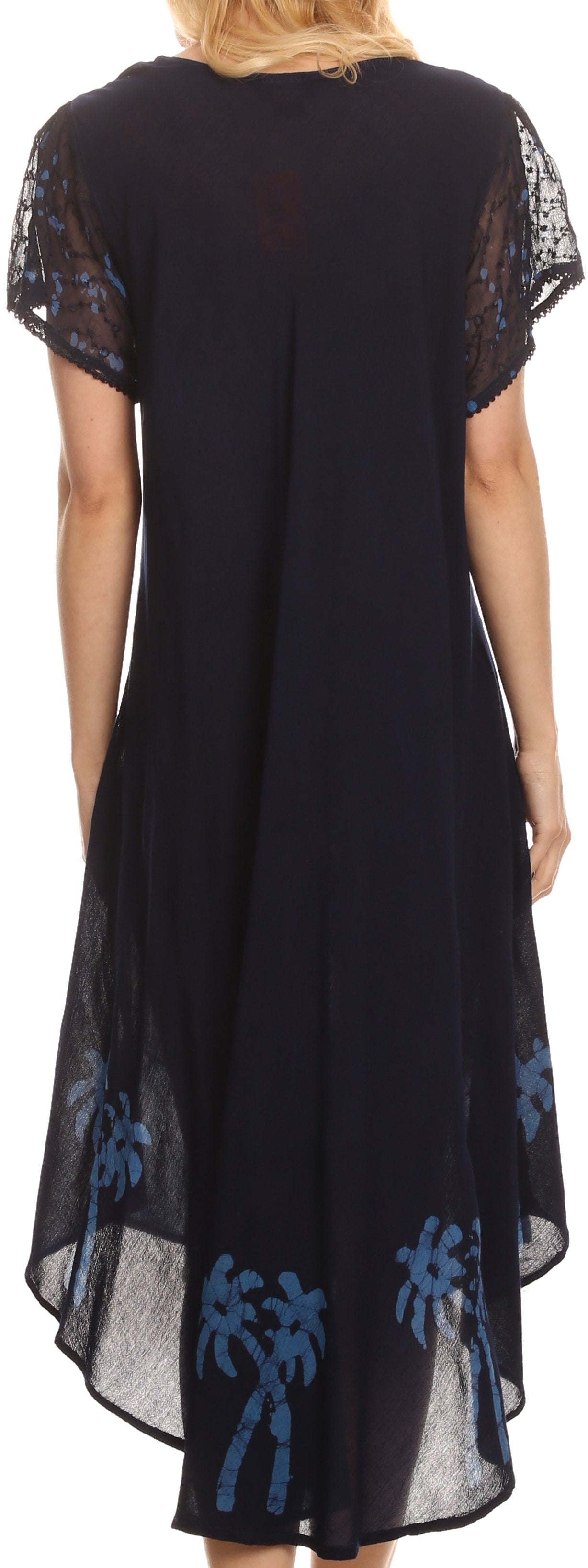 Sakkas Batik Palm Tree Cap Sleeve Caftan Vestido / Cubrir