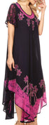 Sakkas Batik Palm Tree Cap Sleeve Caftan Vestido / Cubrir