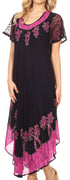 Sakkas Batik Palm Tree Cap Sleeve Caftan Vestido / Cubrir