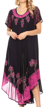 Sakkas Batik Palm Tree Cap Sleeve Caftan Vestido / Cubrir