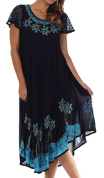 Sakkas Batik Palm Tree Cap Sleeve Caftan Vestido / Cubrir