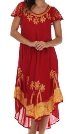 Sakkas Batik Palm Tree Cap Sleeve Caftan Vestido / Cubrir