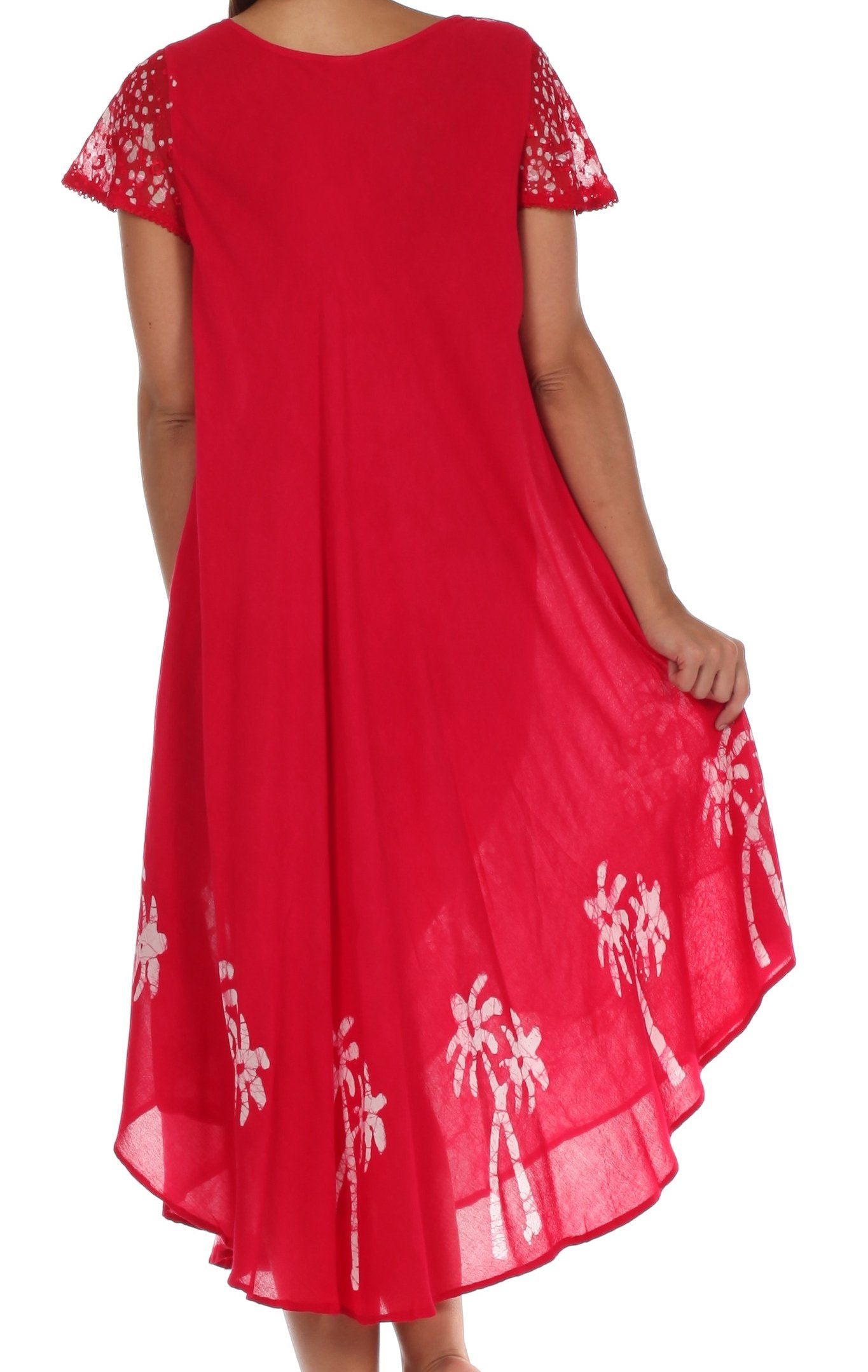 Sakkas Batik Palm Tree Cap Sleeve Caftan Vestido / Cubrir