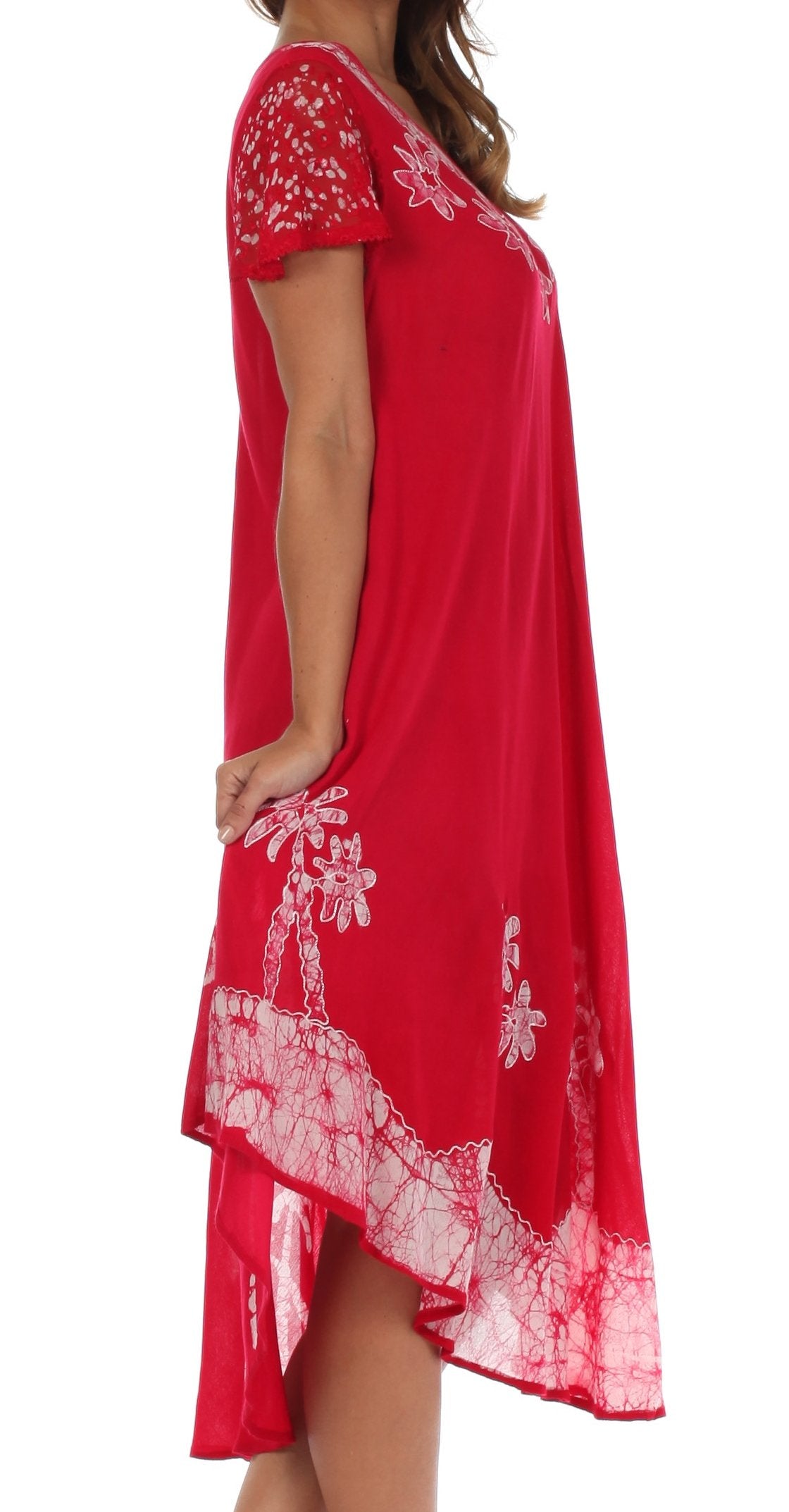 Sakkas Batik Palm Tree Cap Sleeve Caftan Vestido / Cubrir