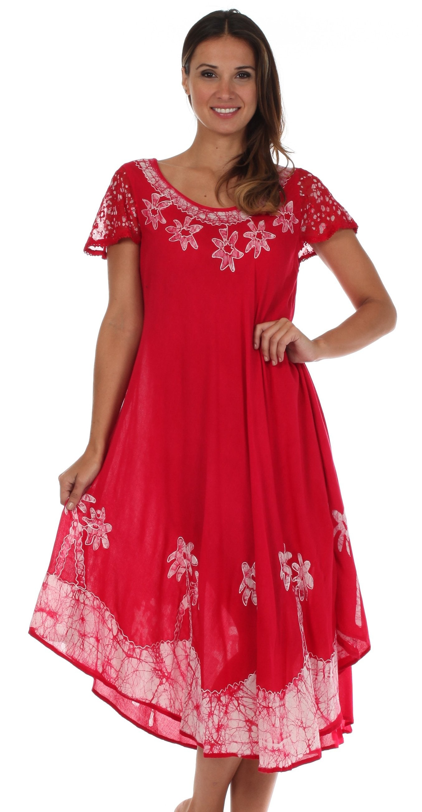 Sakkas Batik Palm Tree Cap Sleeve Caftan Vestido / Cubrir