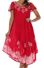 Sakkas Batik Palm Tree Cap Sleeve Caftan Vestido / Cubrir