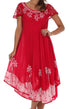 Sakkas Batik Palm Tree Cap Sleeve Caftan Vestido / Cubrir