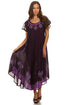 Sakkas Batik Palm Tree Cap Sleeve Caftan Vestido / Cubrir
