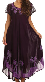 Sakkas Batik Palm Tree Cap Sleeve Caftan Vestido / Cubrir