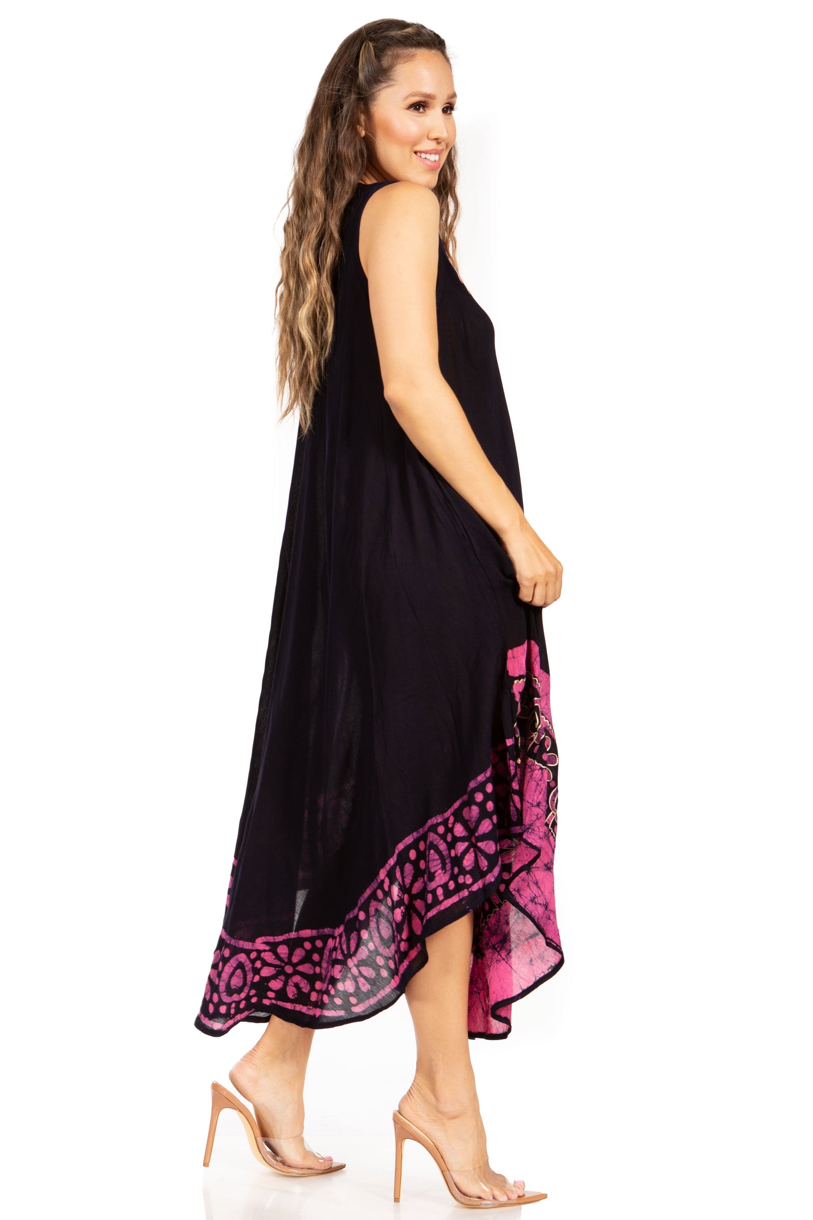 Sakkas Batik Flower Caftan Tank Dress / Cover Up