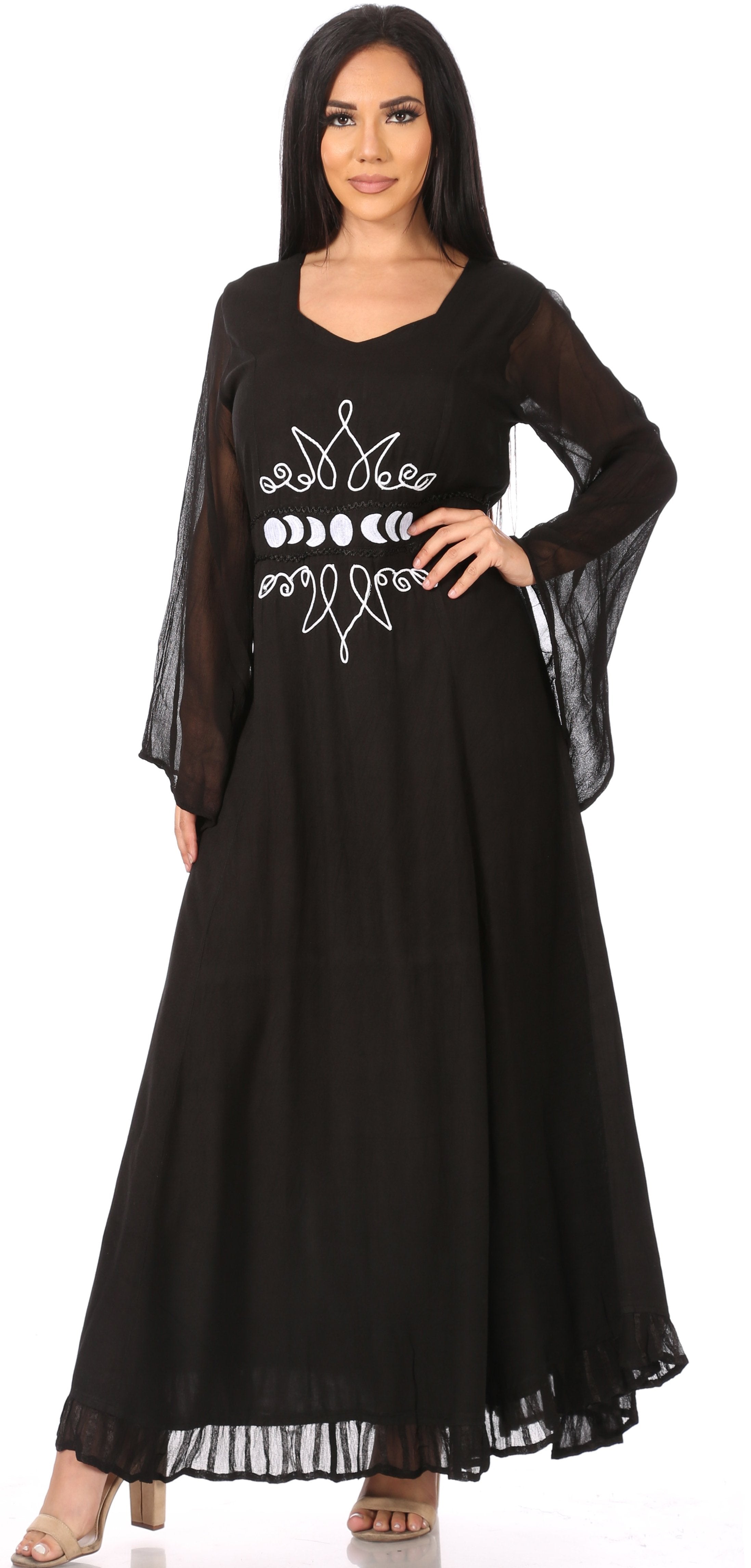 Sakkas Eve Women's Long Sleeve Casual Medieval Renaissance Celtic Maxi Dress Soft