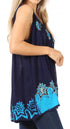 Sakkas Batik Embroidered V-Neck Sleeveless Blouse