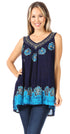 Sakkas Batik Embroidered V-Neck Sleeveless Blouse