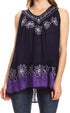 Sakkas Batik Embroidered V-Neck Sleeveless Blouse